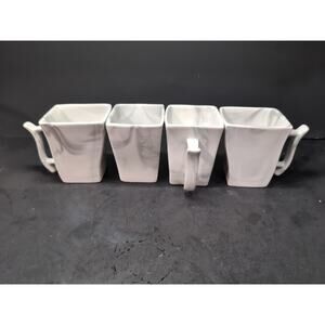 Malacasa Marble Wave Mugs,‎ Porcelain Cups, Squared, Italy Porcelain, Set of 4